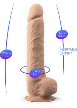 SILEXD – Dual Density siliconen beige dildo met balzak – 26.6 cm — thumbnail 3
