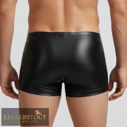 Heren BDSM Boxershort met Ritssluiting Zwart - PU Leder - Sexy Herenondergoed - Maat L | LS313 — thumbnail 3