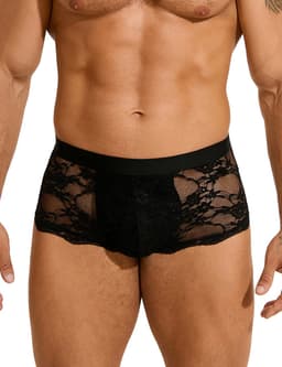Zeloria Heren Kant Boxer – Transparante Erotische Lace Boxershort – Zwart – M – Stretch & Comfort — thumbnail 1