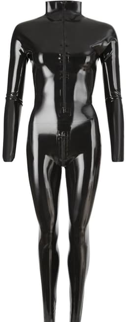 LateX – Latex Catsuit voor Strak en Spannend Gevoel met Open Kraag en Rits Sluiting Maat M – Zwart — thumbnail 2