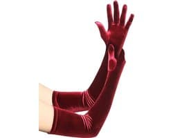 Lange avondhandschoenen Satijnen elleboog Bruidskostuum Bruiloftsfeest Operahandschoenen Stijl voor dames, Bourgondië