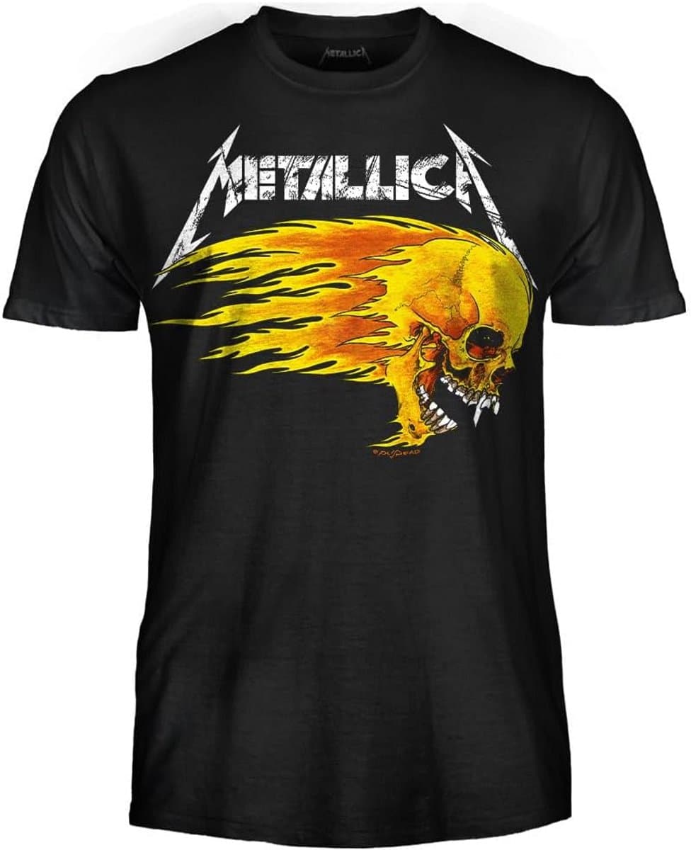 Heavy Metal Band T-shirt 'Flaming Skull' Uniseks voor Volwassenen en Jongens - Officiële Band Merch — afbeelding 1