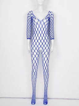 Visnet Bodysuit Dames Doorzichtig Volledig Lichaam Jumpsuit Open Panty — thumbnail 3