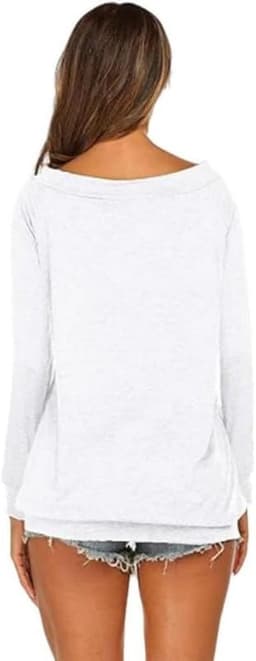 Off-the-Shoulder T-shirt met Lange Mouwen voor Vrouwen – Zacht en Elegante Tops in Verschillende Kleuren — thumbnail 2