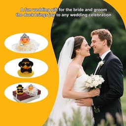 Bruidspaar Eendjes Set - Grappig Cadeau - Bruiloft Decoratie - Inclusief Cadeaubox - 4.8 x 4.2 cm - Wit — thumbnail 3