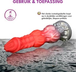JustFun Fantasy Dildo - 25 CM - Met Zuignap - Sex Toys voor Mannen & Vrouwen - Monster Anal Plug XXL - Rood / Grijs — thumbnail 5