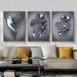 Set van 3 Romantische Abstracte Sculptuur Posters - Stijlvolle Wanddecoratie voor Stijlvol Interieur — thumbnail 1