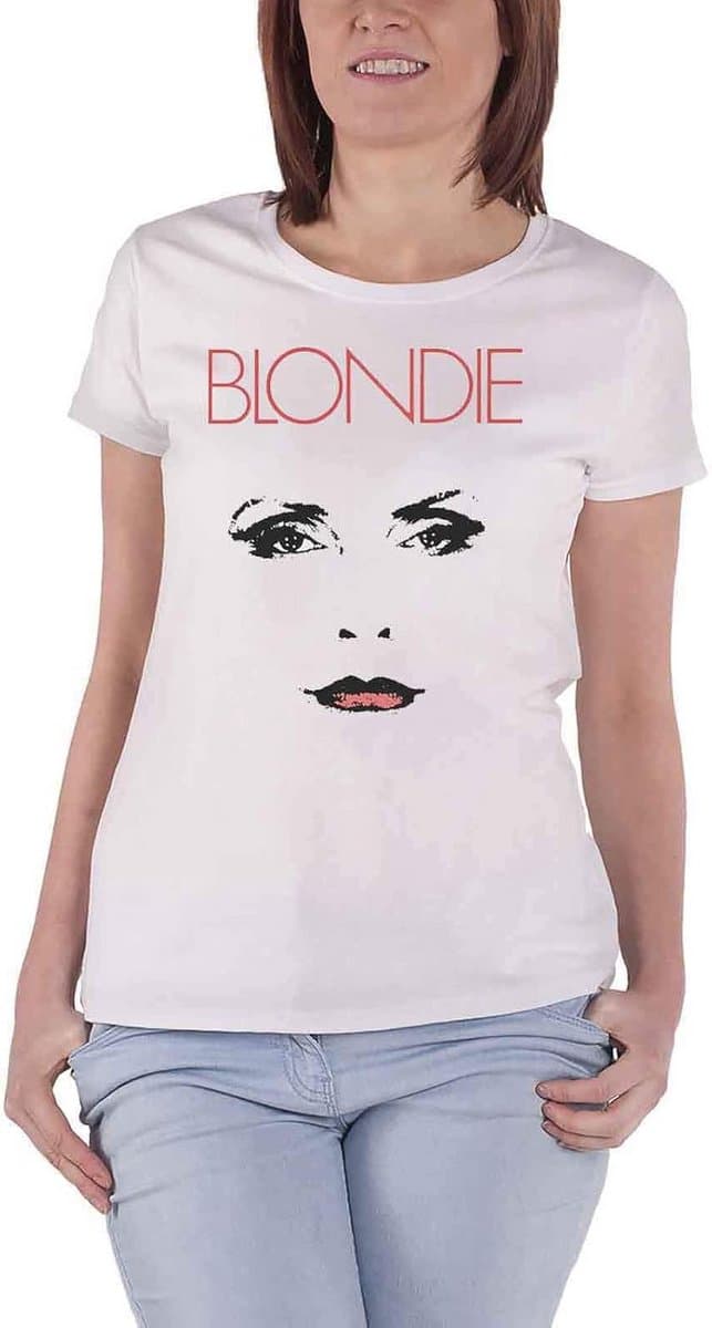 Officieel Blondie Staredown T-Shirt Dames Skinny Fit - Wit Katoen — afbeelding 1