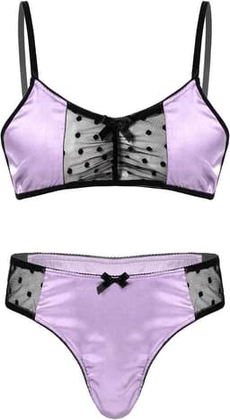 Heren Lingerie Set Satijn BH en Sissy Panties Nachtkleding ondergoed M-3XL — thumbnail 1