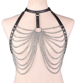 Ketting BDSM harnas - Body Chain - PU leder - RVS - Beha - Riem - Festival - Transparant - Bondage — thumbnail 5