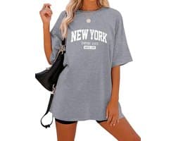 Dames Oversized T-shirt met Letterprint en Ronde Hals - Vintage Los Angeles Style