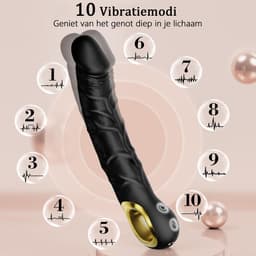 DOWO® - Luxe Realistische Vibrator - 10 Standen - Vibrators voor vrouwen - Waterproof & USB Oplaadbaar - Siliconen Dildo voor Vrouwen & Mannen - vibrator - Sex toys - Zwart - L(22cm) — thumbnail 3