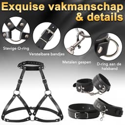 DOWO® - Body Bondage - Handboeien - Borstboeien - Kleding Accessoires - Sexy Lingerie - Erotiek Riem - Bondagesets - SM BDSM - PU Leer- Harnas Vrouwen - Sextoys voor vrouwen - One Size — thumbnail 5