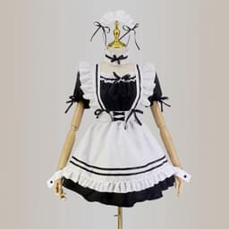 ByShane - Schooluniformset voor dames | Sexy cosplay uniform met minirok en strik | Franse meid kostuum | Lingerie outfits zwart-wit | S — thumbnail 5