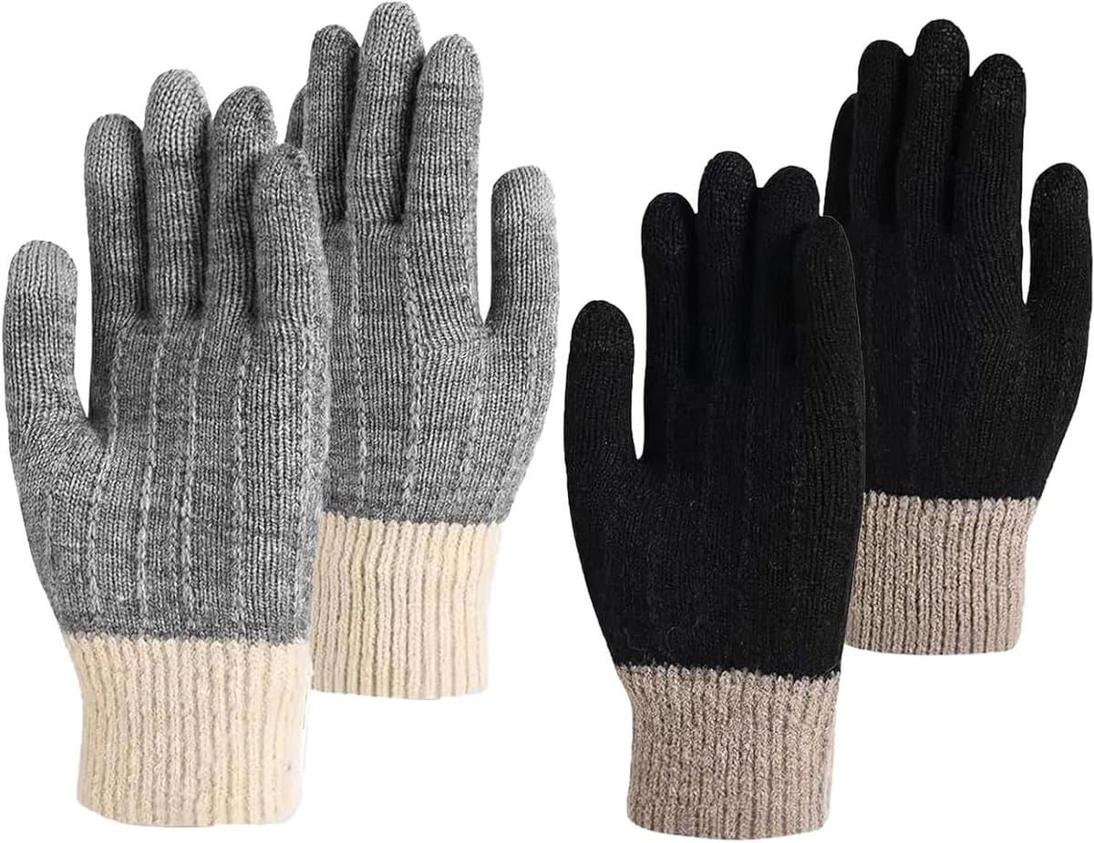 Allecto plus - Winterhandschoenen 2 paar Touchscreen - Warm en winddicht - Unisex mannen vrouwen jeugd - Geschikt voor winteruitjes — afbeelding 1