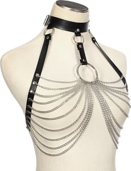 Full Body Harness Leather Belt With Chains | Verstelbaar Harnas met ketting | Sexy Waist Goth Accessories — thumbnail 10