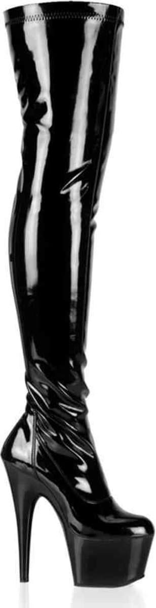 Pleaser - ADORE-3000 Plateau Overknee Laarzen - Paaldans schoenen - 44 Shoes - Zwart — afbeelding 1