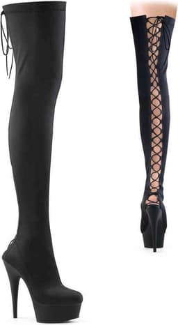 DELIGHT-3003 (EU 39 = US 9) 6 Heel, 1 3/4 PF Back Lace-Up Thigh Boot, Side Zip — thumbnail 6