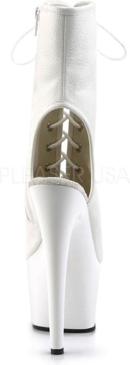 Adore-1016 plateau peeptoe enkellaars met open hiel en stiletto hak mat wit - (EU 38 = US 8) - Pleaser — thumbnail 5