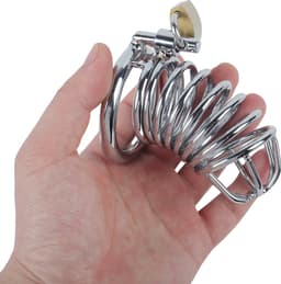Banoch | Cockcage Zilver metaal | Chastity Cage met 3 ringen | 40 mm, 45 mm & 50 mm — thumbnail 2