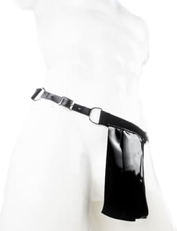 BamBella® String Man -Maat XXL - sexy ondergoed Lingerie Heren -Open voorkant onderbroek Datex (Mix latex en stof) - Zwart mannen string Imitatie leer SM BDSM kleding — thumbnail 1