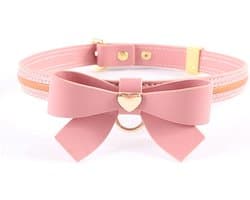Sevanda - Love Heart Butterfly - Vegan Lederen Collar met Leiband - Roze