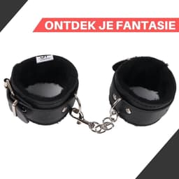 Bondage Handboeien Erotiek Set voor BDSM - Seksspeeltjes - Lederen Handboeien & Metalen Ketting - Sex Toys — thumbnail 3