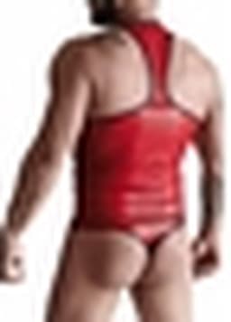 Regnes Fetish Planet – Wetlook Heren mouwloos t-shirt – Rood - Maat M — thumbnail 8