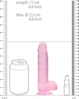 6" / 15 cm Realistic Dildo With Balls - Pink — thumbnail 7
