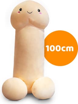 Super zachte XXL Penis knuffel - Piemel kussen - XL formaat (1 meter) - Crème Wit — thumbnail 1
