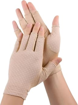 Vingerloze antislip zonwerende handschoenen dames - ademend katoen - anti-uv - perfect voor outdoor gebruik - ShopVlot — thumbnail 1