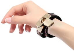 Kiotos Leather - Smalle Collar Met Reptielenprint - Goud/Roze — thumbnail 3