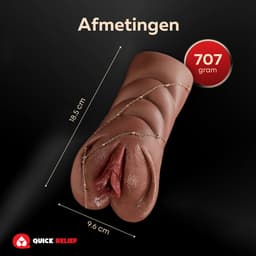 Quick Relief Natasha™ - Masturbator - Pocket Pussy - Seksspeeltjes voor Mannen - Bruin — thumbnail 3