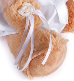 Teddy Bruidspaar in Witte Bruidsjurk – Set van 2 met Sluier en Bloemen – Creatief Geldgeschenk of Huwelijkscadeau – 25 cm — thumbnail 3
