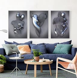 3-delige Kunst Posterset: Romantisch Koppel Beeldhouwkunst Canvas Schilderij (30x40 cm) — thumbnail 2