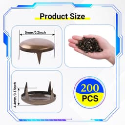200 stuks 5 mm bruine ronde klauwklinknagels, koepelklinknagels en sierklinknagels van messing, klinknagels voor leer voor kleding, riemen, jeans, doe-het-zelf — thumbnail 2