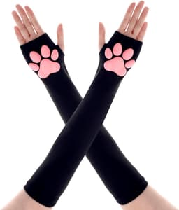 Handschoenen Lange Vingerloze Handschoenen Kawaii Roze 3D Klauw Leuke Kat Mouw voor Meisjes Cosplay Halloween Party — thumbnail 1