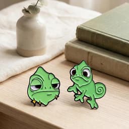 Broche, 2 Stuks Schattige Kameleon Spelden, Cartoon Reversspelden — thumbnail 3