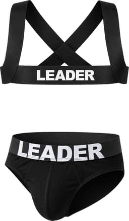 LEADER Essentials Multipack 1x Brief + 1x Harness Black - MAAT XL - Erotisch Heren Ondergoed - Slip voor Man - Sexy mannen Slip — thumbnail 1