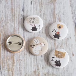 Adventskalender cijfers buttons reversspeldjes voor het versieren van adventskalenders met cijfers van 1 - 25 ideaal voor stoffen zakjes, zakjes en zakjes (white black cat) — thumbnail 2