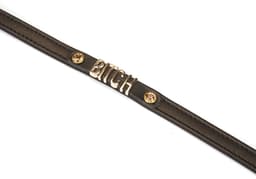 Liebe Seele - Smalle Collar Met Gouden Letters en Sierkristallen - Bitch - Italiaans Kwaliteitsleder - Zwart — thumbnail 2