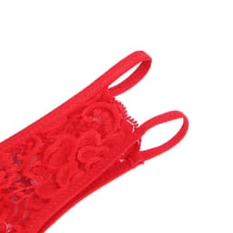 Zeloria Kant Open Kruis Dames Slip – Sexy Lingerie String met Bandjes – Rood – XXL — thumbnail 5
