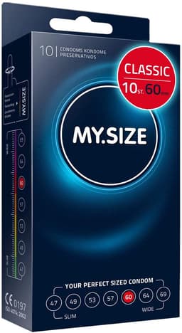 MY.SIZE Classic condooms maat 5 I 60 mm breed I 10 stuks standaard verpakking I premium condooms extra dun I condooms true to touch gossamer I dunne 0,07 mm wanddikte I condooms veganistisch — thumbnail 1