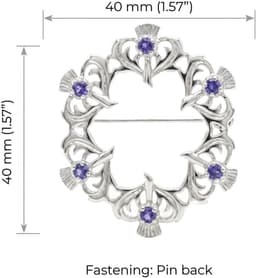 Castle Dames Broche met Schotse Distel in 925 Sterling Zilver met Echte Amethist en Sieradendoosje – Schots Cadeau voor Vrouwen — thumbnail 5