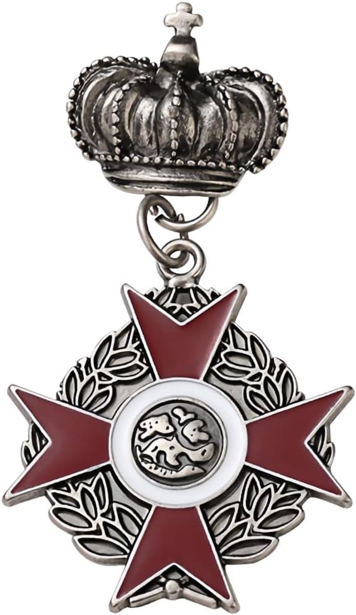 Gespen Broche Kroon Medaille Badge Legering Vintage Revers Pin Orde Badge Voor Vrouwen Mannen Kostuum Decoratie (1 stuk), Metaal — afbeelding 1