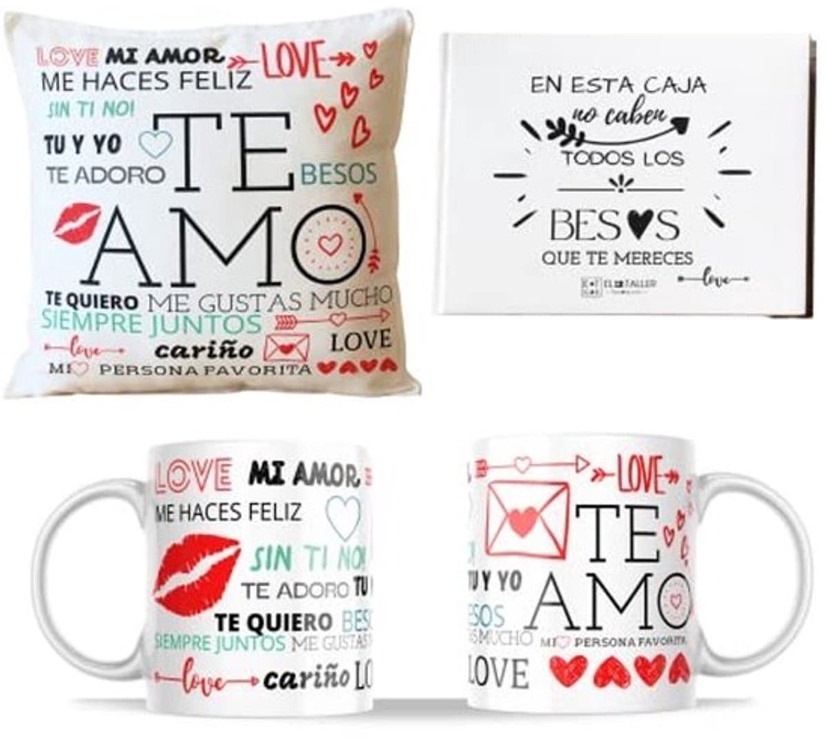 Romantische cadeaus voor koppels - Kussen en Mok met Liefdesboodschappen - Originele Geschenken voor Valentijnsdag, Verjaardag en Jubileum — afbeelding 1