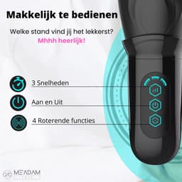 ME'ADAM - 360° Roterende blowjob masturbator - Pocket Pussy - Incl glijmiddel & opbergtas - luxe masturbator -Masturbator Voor Man - Elektrisch - Oplaadbaar - Waterdicht - Waterproof - Sex Toys - Penis Stimulator - Zwart - fluisterstil — thumbnail 2