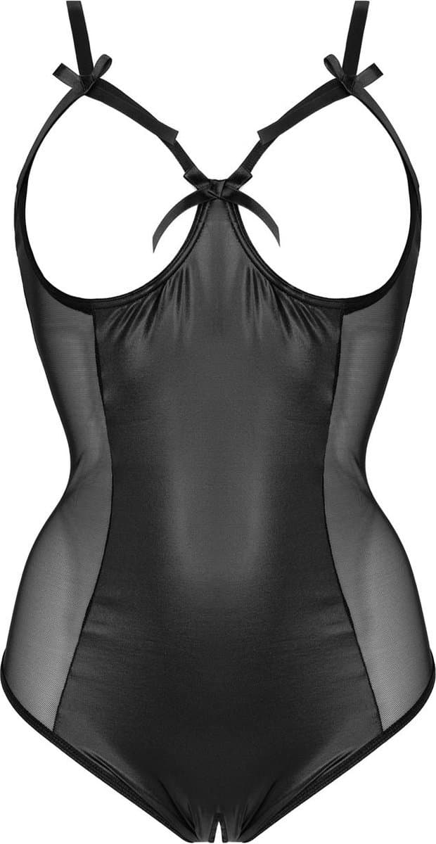 Christine le Duc - Kruis en Cuploze Body met Wetlook - Lingerie Erotisch - Fetish - Mistique - Zwart - S/M — afbeelding 1