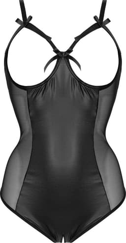 Christine le Duc - Kruis en Cuploze Body met Wetlook - Lingerie Erotisch - Fetish - Mistique - Zwart - S/M — thumbnail 1