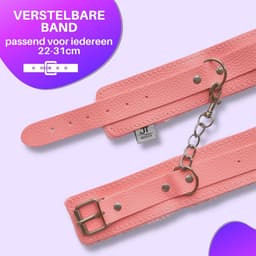JT Products Bondage Handboeien Roze Erotiek Set voor BDSM - Seksspeeltjes Set Voor Koppel - Lederen Handboeien & Metalen Ketting - Sex Toys Kado - Seks Cadeau Hem & Haar - Kinky Cadeautjes Volwassenen - Erotisch Verjaardag Cadeautje Mannen & Vrouw — thumbnail 8